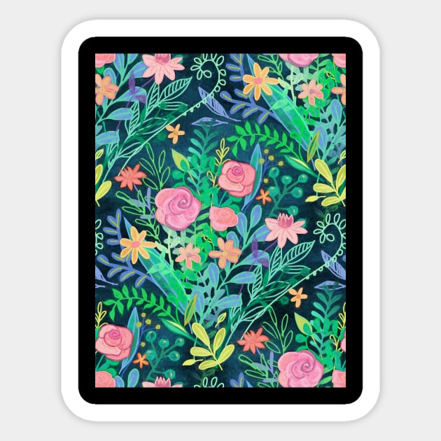 Roses + Green Messy Floral Posie Sticker by micklyn